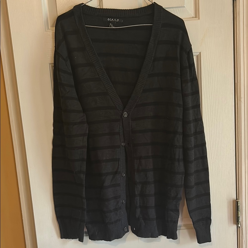 21men Black Cardigan Sweater